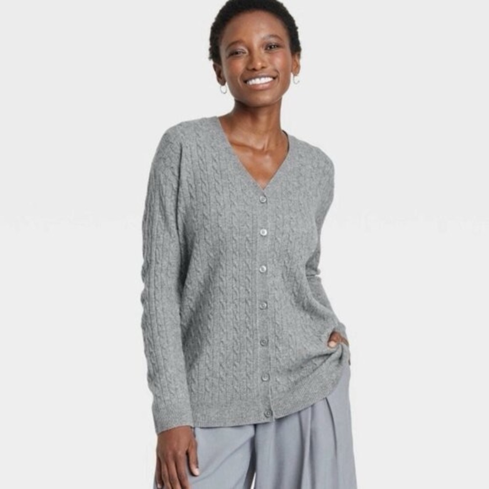 Gray Cable Knit Women's Sweater